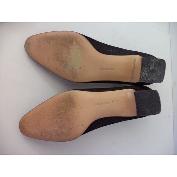 SALVATORE FERRAGAMO BLACK FABRIC OVER LEATHER PUMP MEDIUM HEEL SHOE SZ 5M ITALY - Picture 8 of 8